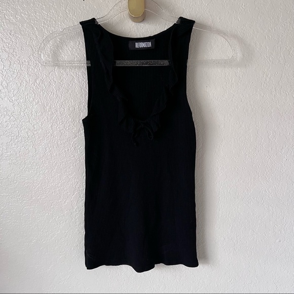 Reformation ruffle neck sleeveless ribbed top size small - Picture 4 of 7